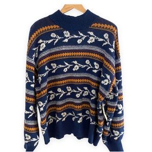 NWT St. John's Bay Mock Neck Long Sleeve Jacquard Pullover Sweater